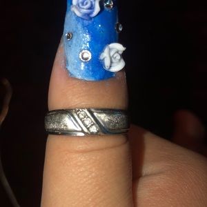 10K WHITE GOLD WITH DIAMONDS WEDDING BAND SIZE 10